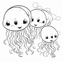 family cubs of jelly fish