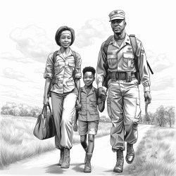 african american veterans reuniting with their family with kids emphasizing the human side of service