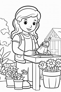 working in garden