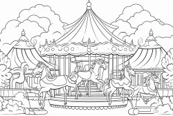 country fair merry go round children ice cream animals