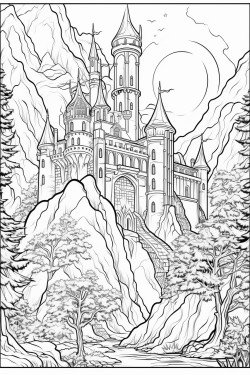 coloring dragon forest castle
