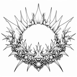 a gothic crown with intricate thorny designs and dark jewels