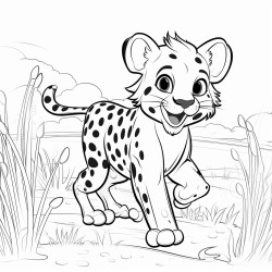 cute cheeta in the savanna dessert chasing butterflys