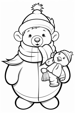 christmas snowman with animals in christmas clothes