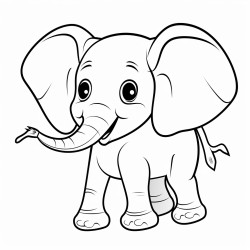 cartoon elephant outline for coloring page
