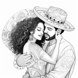 pareja bailando bachata chica cabello afro y chico con sombrero