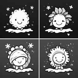 all four seasons no black backgrounds cartoon style