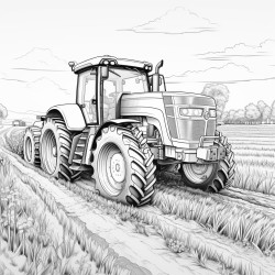 tractor planting in field