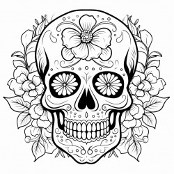 skull and flowers