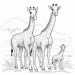 family cubs of giraffe