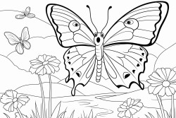 large smiling butterfly in a spring garden