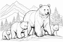 family of bears with a mom dad older brother and 2 younger sisters going to the park
