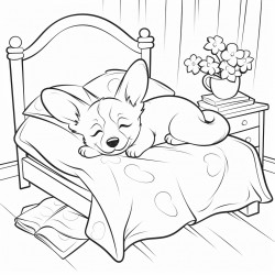 lazy corgi slepping in the bed
