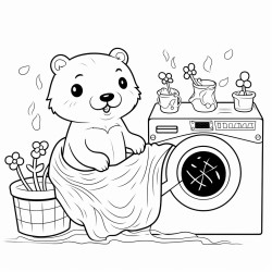 otter doing laundrykawaii