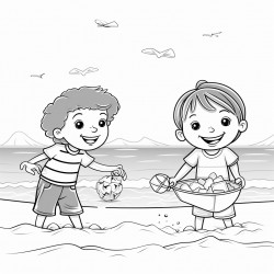 children playing at the beach