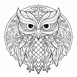 mandala with owl facing forward
