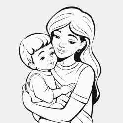 mother and kid hugging