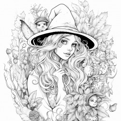 young witch in enchanted forest