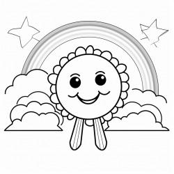 a tartigrade in the sun with a pointed rainbow