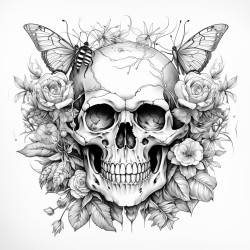 a skull with bumblebee