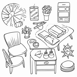 items on top of table and under
