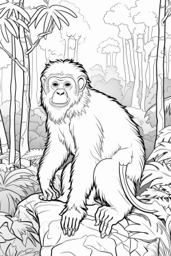a monkey in a wild forest background