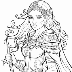warriorfemalecoloringpagelineartforkidswithamplewhitespace