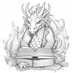 dragon reading a book