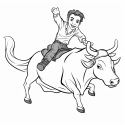 ear of corn riding a bull at a rodeo