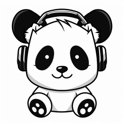 panda wearing big headphones