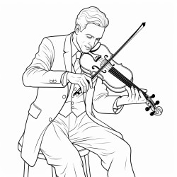 a man in a suit playing a violin