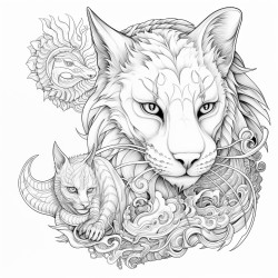 a cat and a dragon playing together