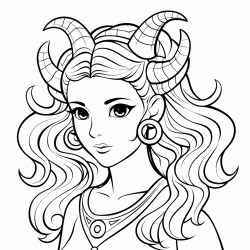 young goddess with horns