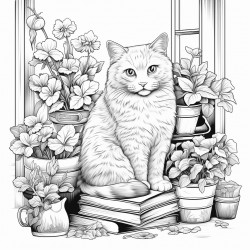 cute fat cats gardening