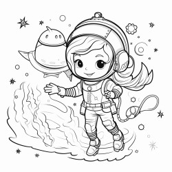 mermaid astronaut exploring space