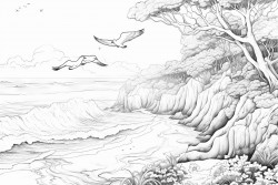 the sound of the sea the singing of birds a wild beach among the trees