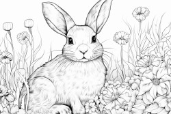 bunny rabbit in a field of flowers