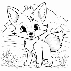 netural painting of cute fox coloring page for kids