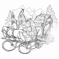 a festive sleigh filled with presents ready for delivery