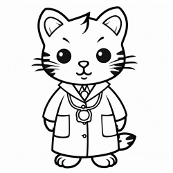 a cat in a doctor suit easy for kids and good lines very simple lines