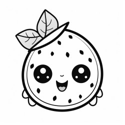 colouring book for adults a cute kawaii watermelon low detail thick lines no shading black and white marker line