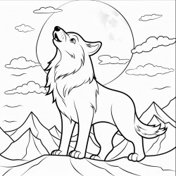 a wolf howling at the moon