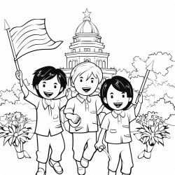 people held vietnamese flags and threw flowers everywhere