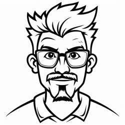 26 year old custodian with short spiky combed to the side hair goatee with mustache and wearing glasses and a polo shirt