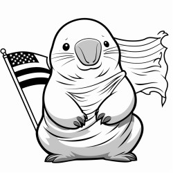 a cartoon manatee surrounded by flags from south american countries