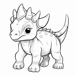 tiny male young triceratops cartoon stile
