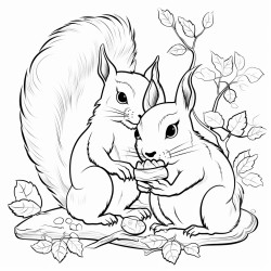 squirrels eating tree buds in a forest