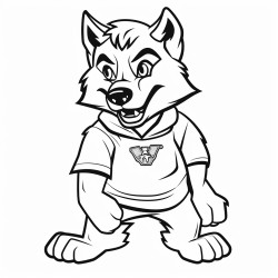 a coloring sheet with a timberwolf mascot for am elementary kid to draw
