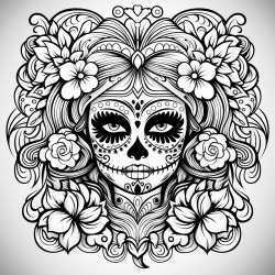 color a wooden sugar skull cutout of a woman