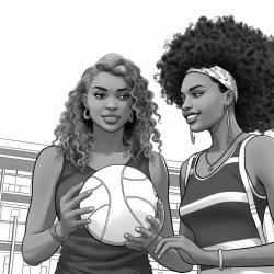 black girls playing volleyball